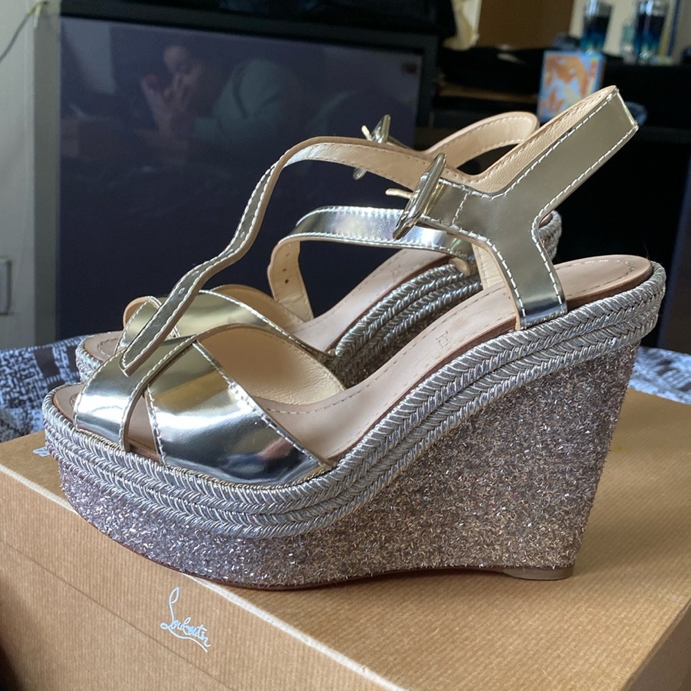 Christian Louboutin wedges size 38 gold